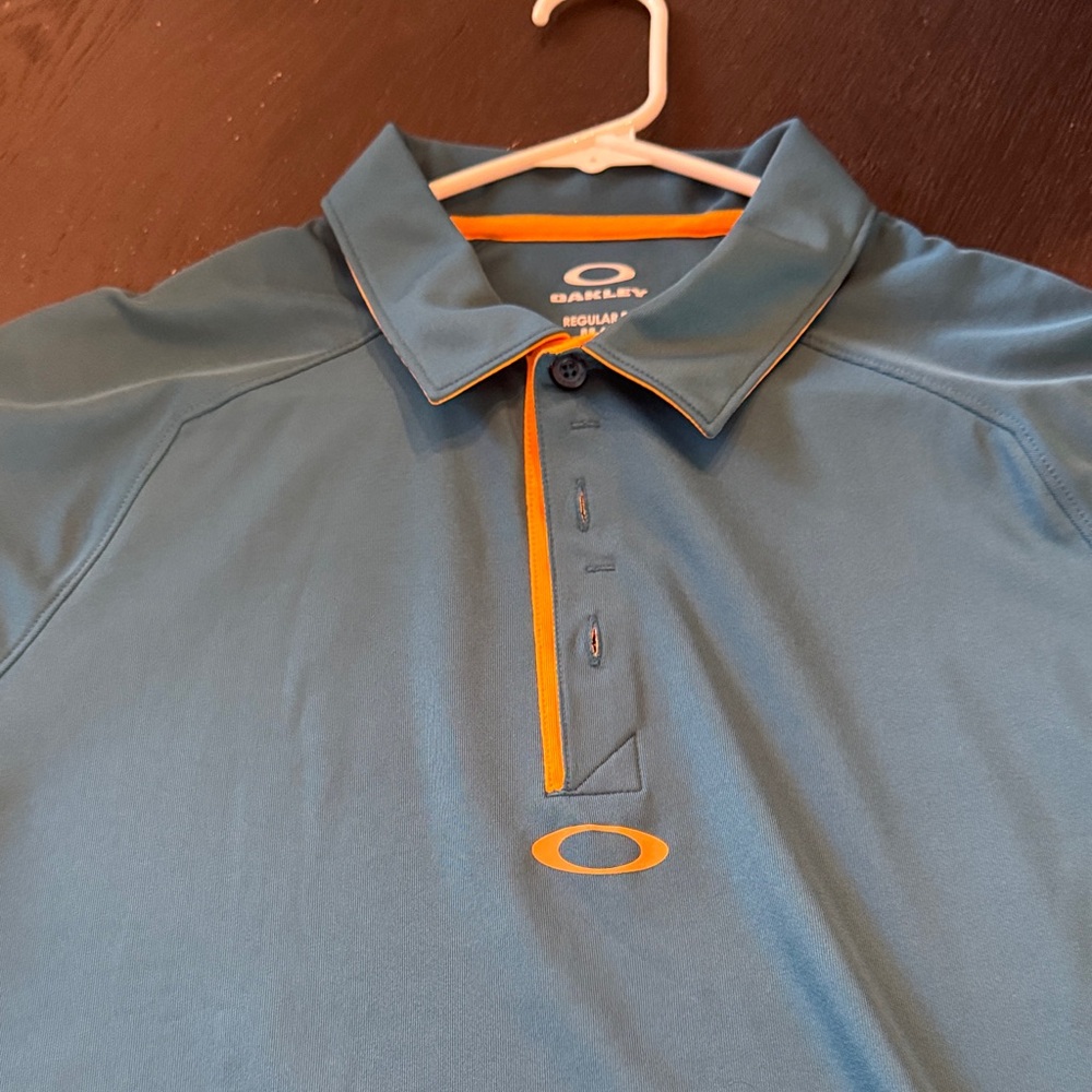 Oakley Men's Teal and Orange Polo Shirt